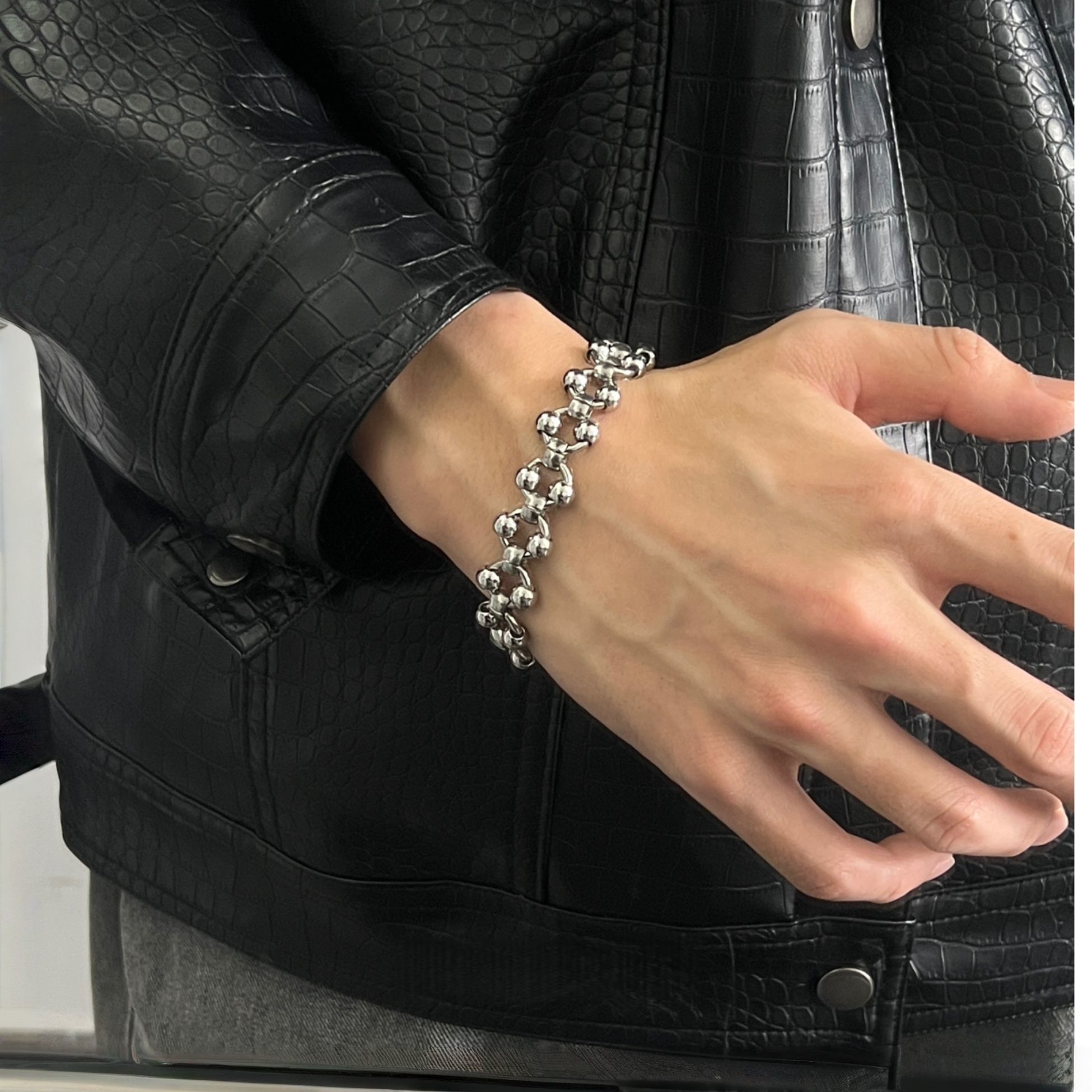 Streetwear Brand Jewelry - Zware Punk Holle Stalen Kralen Armband