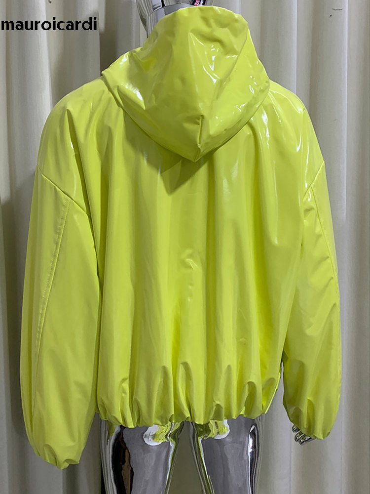 Streetwear Clothing Brand - Mauroicardi lente oversized glanzende glanzende leren