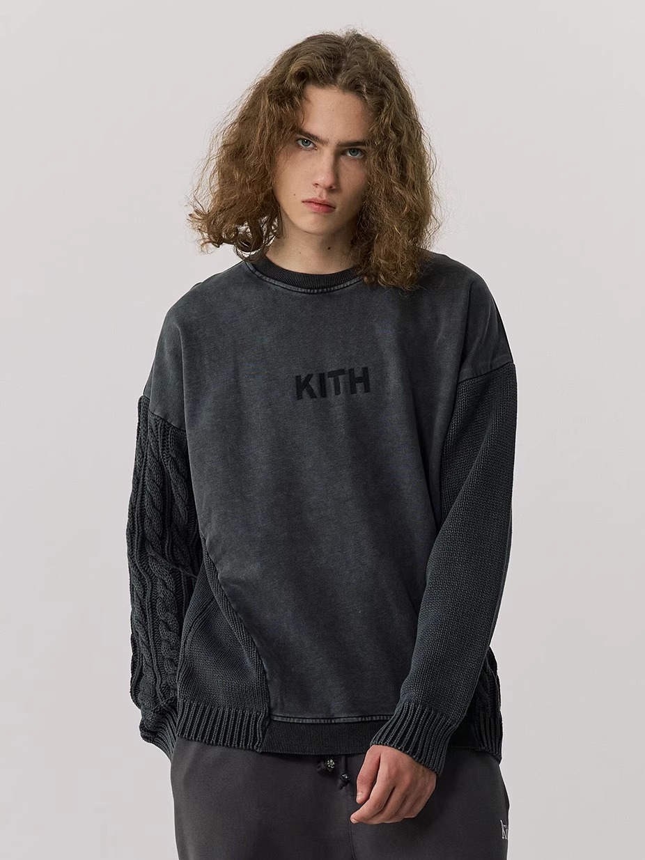 Kith Sweater Knit - Verdikte gewassen gebreide trui met ronde