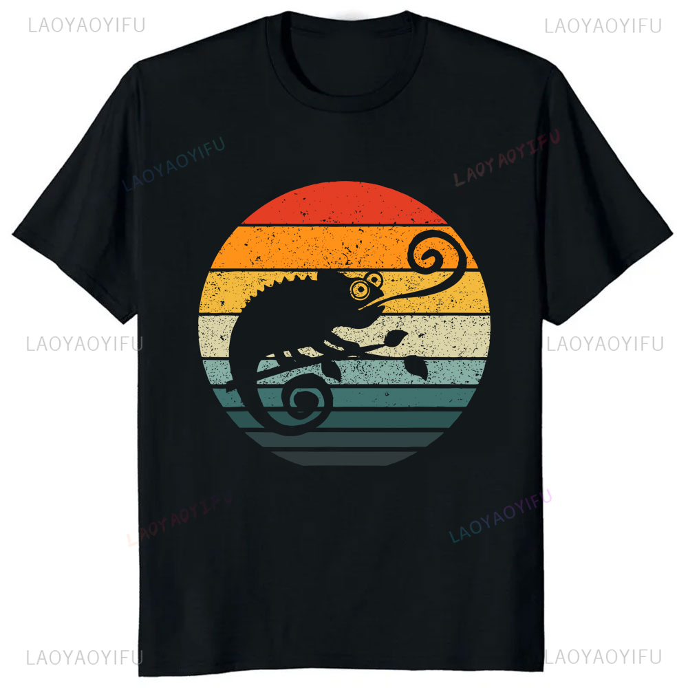 Streetwear Brand T Shirt - Grappige Cartoon Shadow Grafische Pinted Kameleon